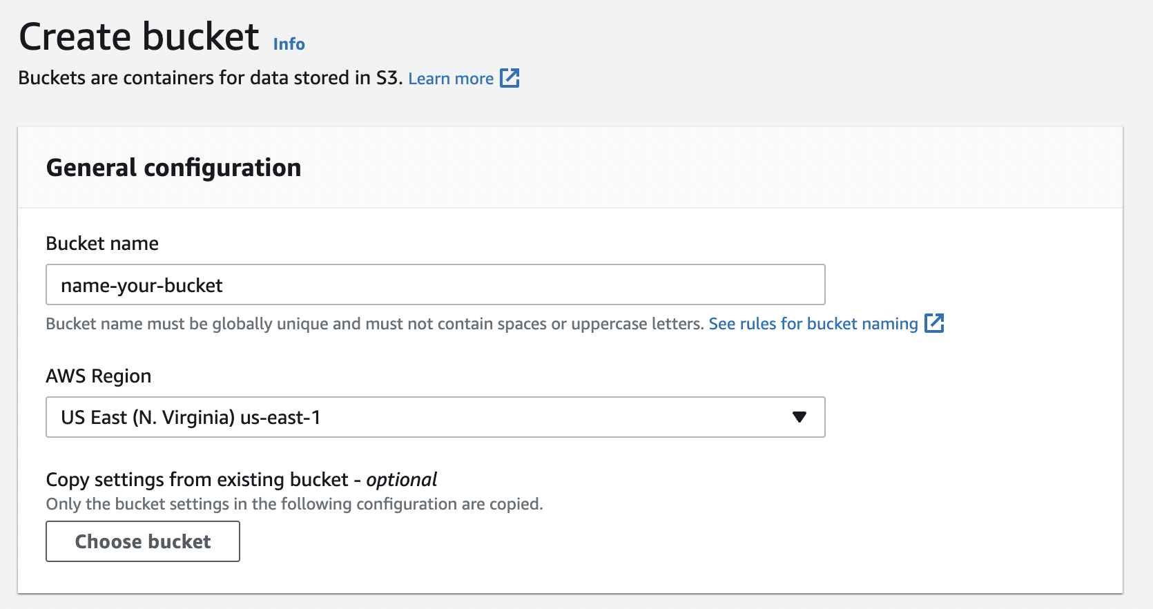 create a bucket form