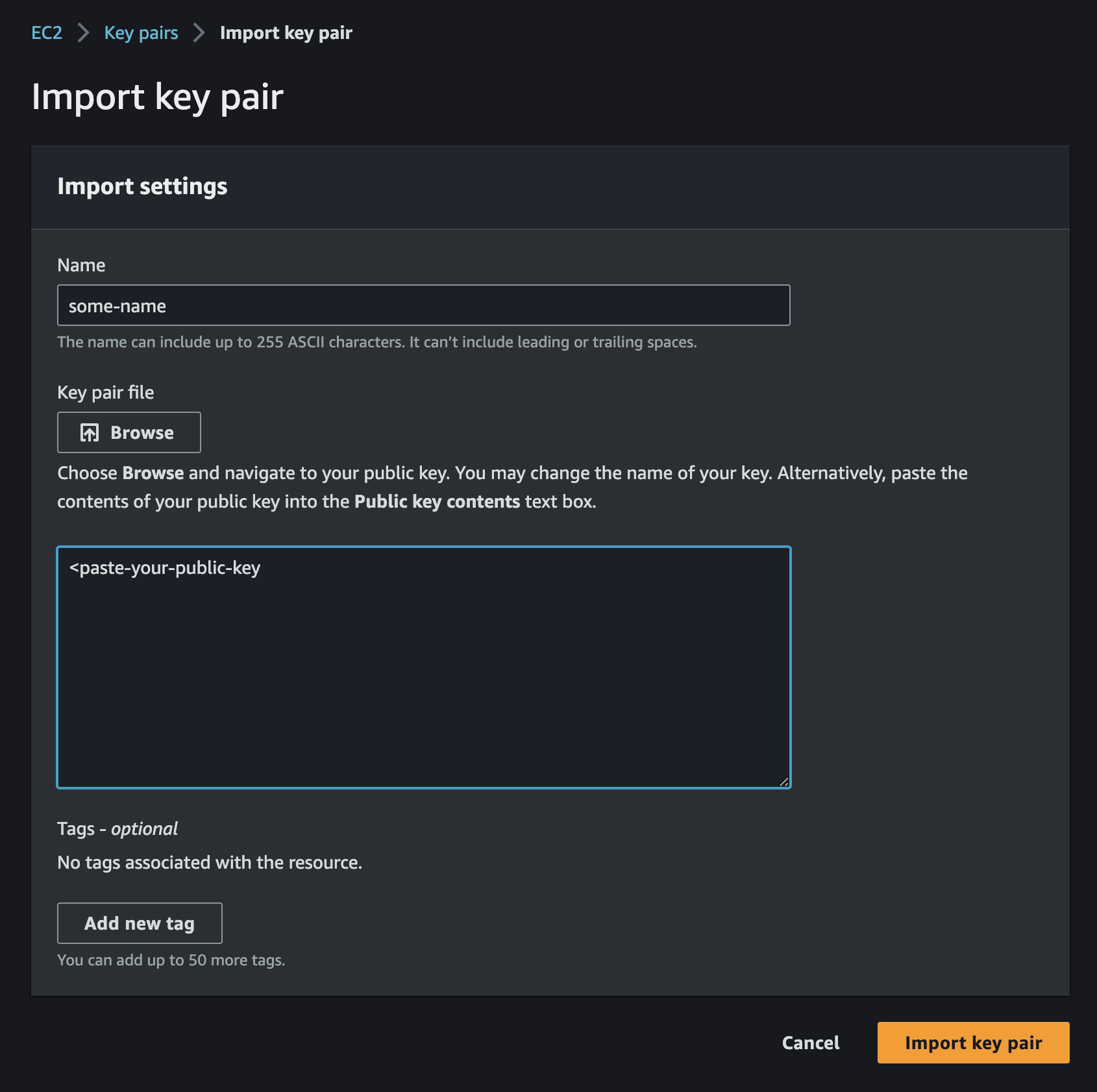 import key pair