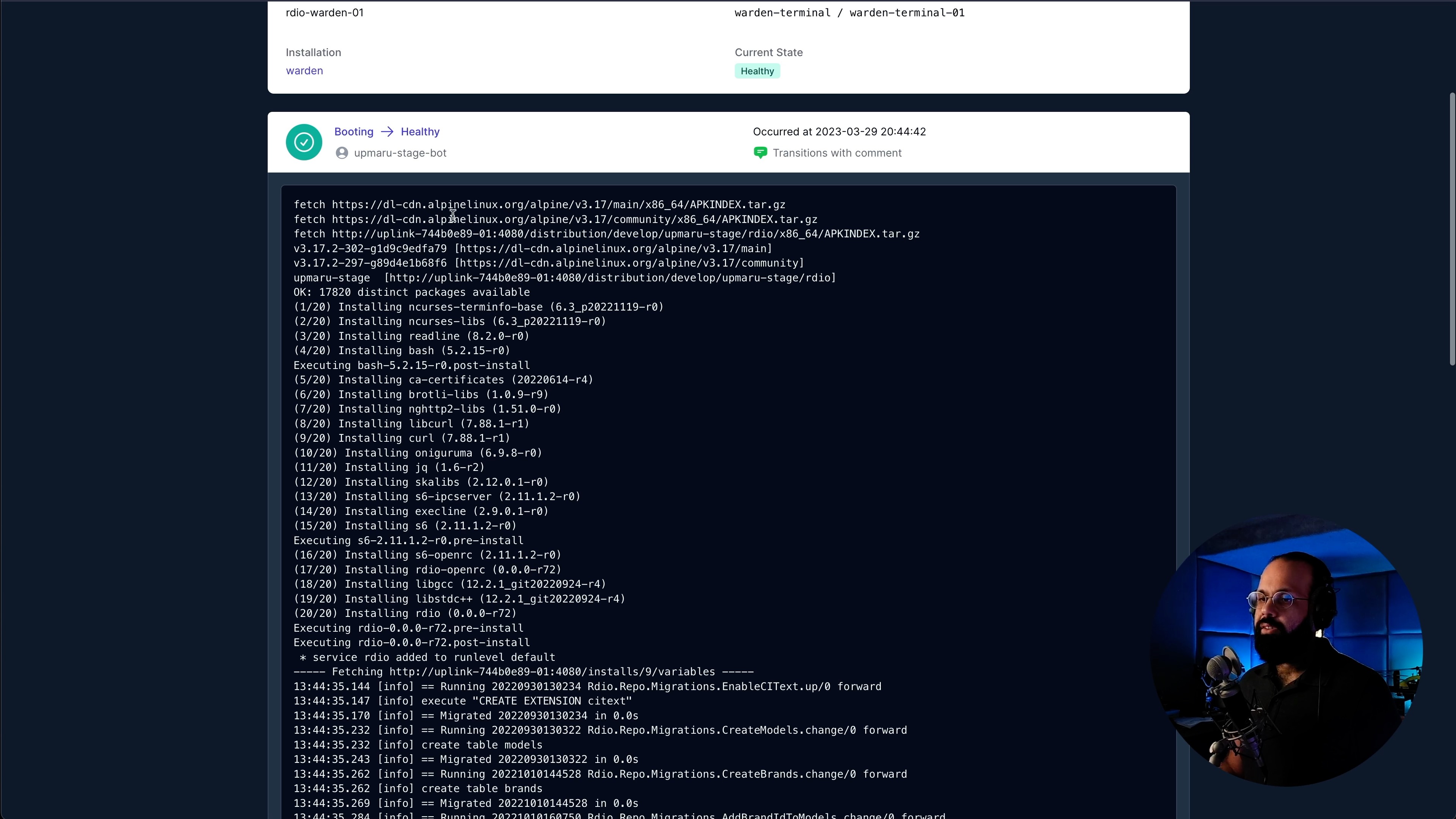 container provisioning log